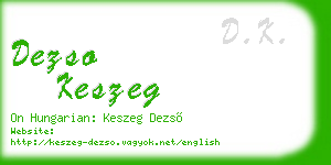 dezso keszeg business card