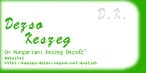 dezso keszeg business card